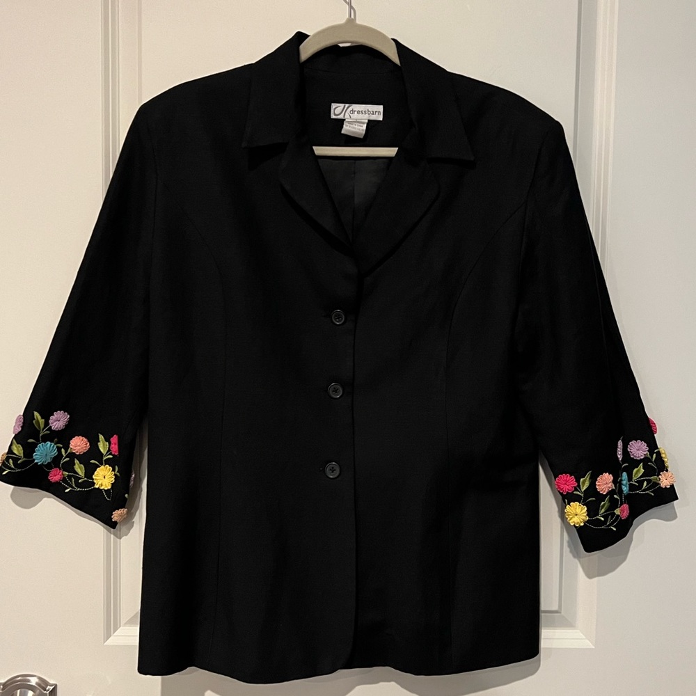 Dress Barn Structured Lined Black Jacket with Soft Shoulder Pads